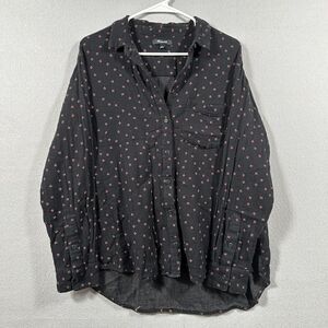 Madewell Oversized Ex-Boyfriend Shirt Mini Floral Black Button Down Size Large‎